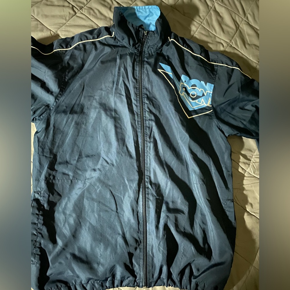 Vintage 90s PONY Black & Blue Full Zip Up Windbreaker Adult Size 2XL